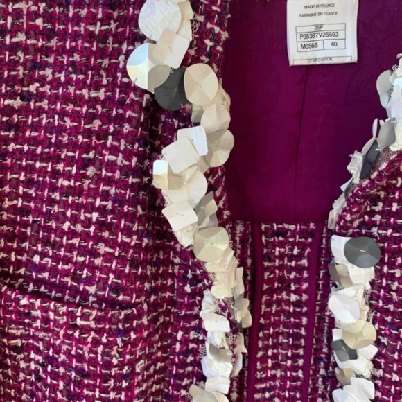 CHANEL Tweed Pearls Jacket Coat size 40/4 CHIC! - Picture 10 of 11